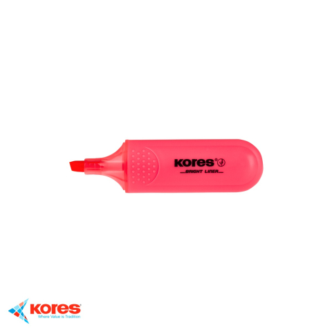 Birotica papetarie - Textmarker rosu Kores, varf tesit 1-5 mm, cerneala fluorescenta pe baza de apa, pentru evidentiat texte