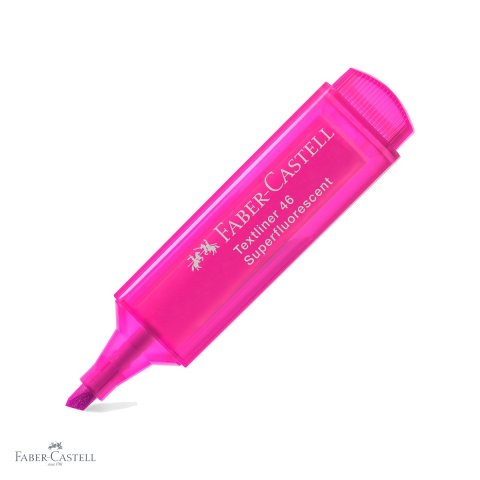 Markere - Textmarker roz superfluorescent Faber-Castell 1546, varf tesit, cerneala pe baza de apa, pentru birou si studiu