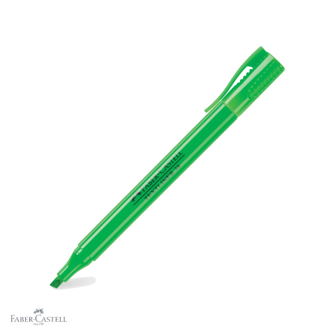 Markere - Textmarker verde Faber-Castell 38, varf tesit, flux constant al cernelii, pentru birou si studiu