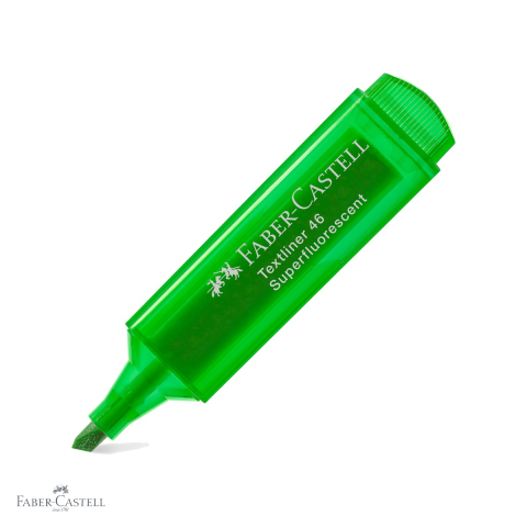 Markere - Textmarker verde superfluorescent Faber-Castell 1546, varf tesit 3 grosimi, cerneala pe baza de apa, reincarcabil