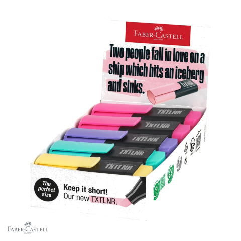 Markere - Textmarkere mini pastel Faber-Castell, culori asortate, varf tesit, pentru evidentiere text