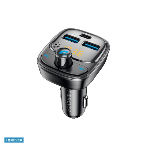 Accesorii Diverse - Transmitator FM Forever BT 2 x USB-A 1 x USB-C PD 30W TR-370, USB tip A, WMA, MP3, FLAC, WAV, Negru