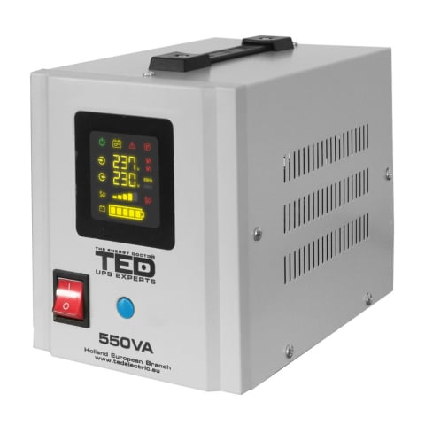 Sisteme UPS - UPS Centrala Termica 550VA 300W Runtime Extins • Sinus Pur • 2xSchuko • LCD • Baterie Externa • Komplet6 Protectie • TED Electric TED000354