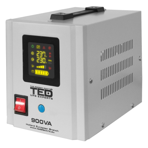 Sisteme UPS - UPS Centrala Termica 900VA 500W Runtime Extins • Sinus Pur • 2xSchuko • LCD • Baterie Externa • Komplet6 Protectie • TED Electric TED000361