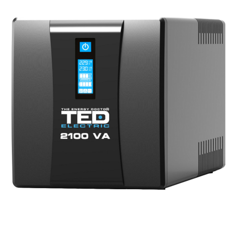 Sisteme UPS - UPS Line Interactive 2100VA 1200W cu AVR, LCD, 2 Iesiri Schuko, Management USB si Protectie Komplet 6 - TED Electric TED004659