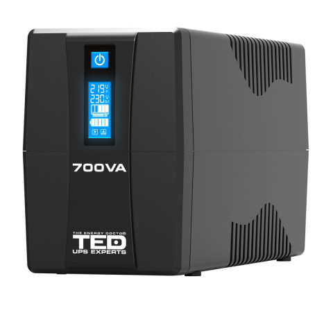 Sisteme UPS - UPS Line Interactive 700VA 400W LCD 2 Iesiri Schuko Management USB AVR pentru PC & Sisteme Securitate TED Electric TED003959