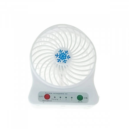 Ventilare aer - Ventilator de birou cu acumulator 18650 incorporat, lungime de 14cm, cablu de alimentare microUSB, 13313, alb