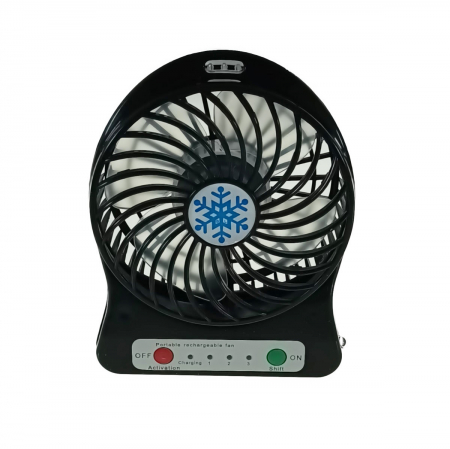 Ventilare aer - Ventilator de birou cu acumulator 18650 incorporat, lungime de 14cm, cablu de alimentare microUSB, 13313, negru