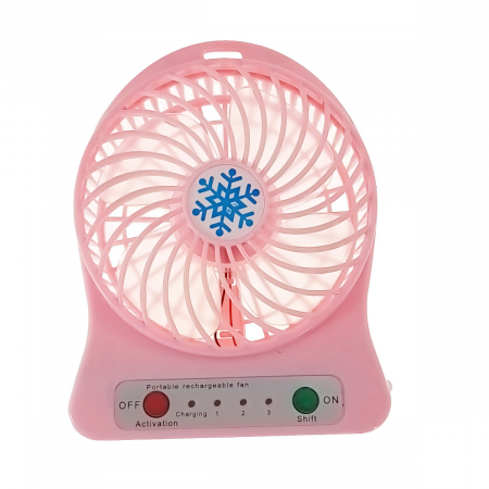 Ventilare aer - Ventilator de birou cu acumulator 18650 incorporat, lungime de 14cm, cablu de alimentare microUSB, 13313, roz