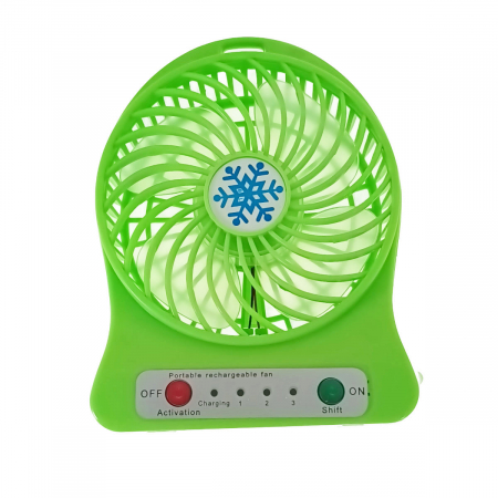 Ventilare aer - Ventilator de birou cu acumulator 18650 incorporat, lungime de 14cm, cablu de alimentare microUSB, 13313, verde