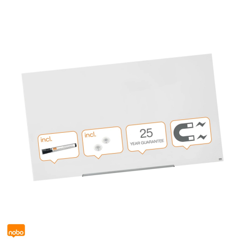 Birotica papetarie - Whiteboard magnetic din sticla Nobo Diamond Widescreen 85 inch, fara rama, montaj ascuns InvisaMount, 1883x1059x22 mm, alb