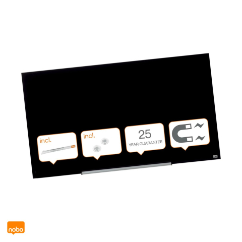 Birotica papetarie - Whiteboard magnetic din sticla Nobo Impression Widescreen 57 inch, fara rama, montaj ascuns InvisaMount, 1260x711x22 mm, alb