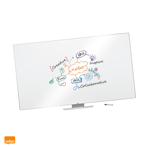 Birotica papetarie - Whiteboard magnetic Nobo Nano Clean Widescreen 85 inch, suprafata din otel, montaj ascuns InvisaMount, tavita si marker incluse, 1894x1071 mm, alb