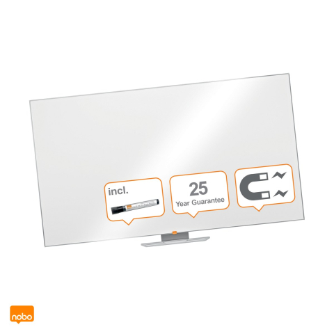 Birotica papetarie - Whiteboard magnetic Nobo Prestige Widescreen 40 inch, otel emailat, montaj ascuns InvisaMount, tavita si marker incluse, alb