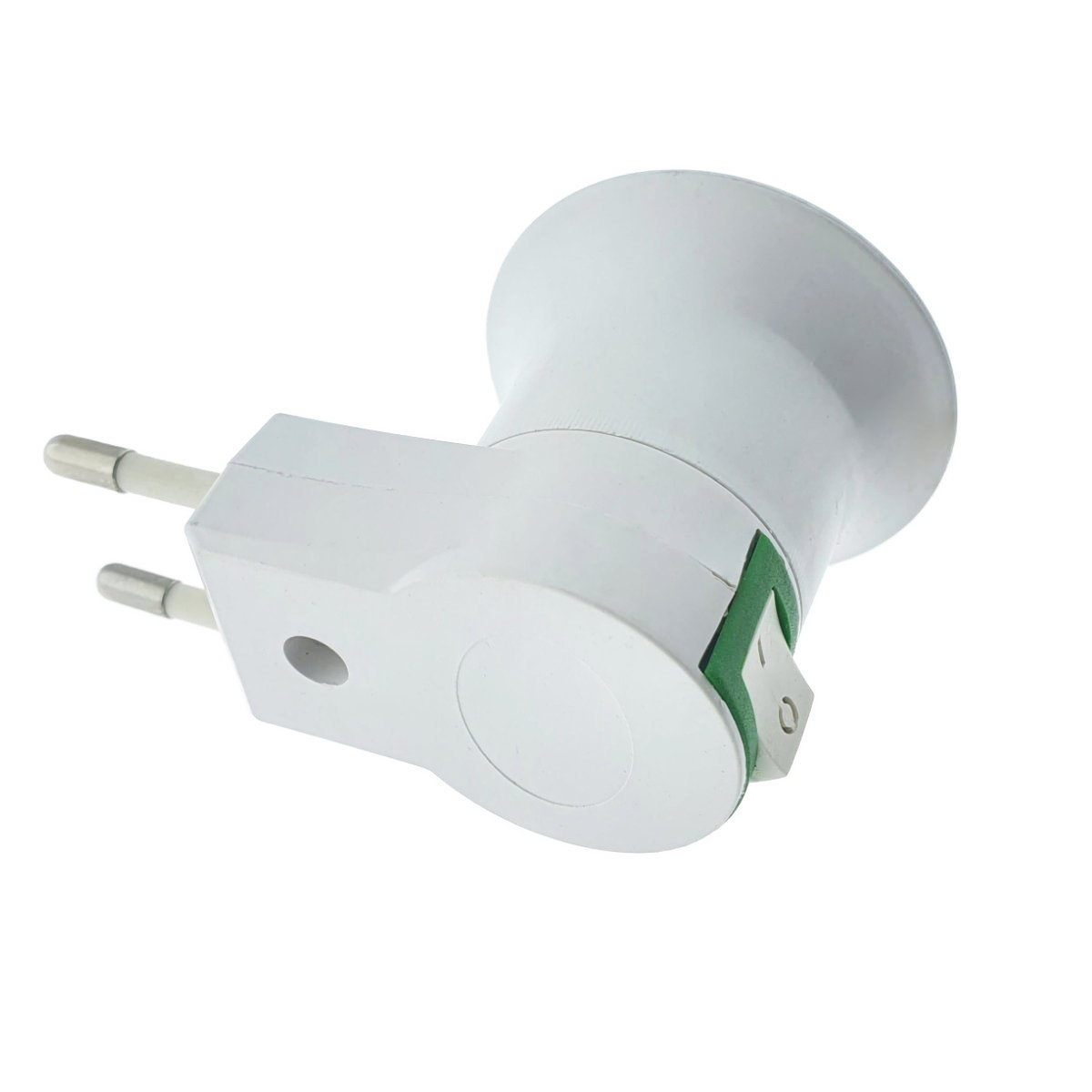 Adaptor Priza Bec E27 cu Intrerupator Incorporat Alb, Compact, dimensiuni 85 x 48 x 45 mm [4]