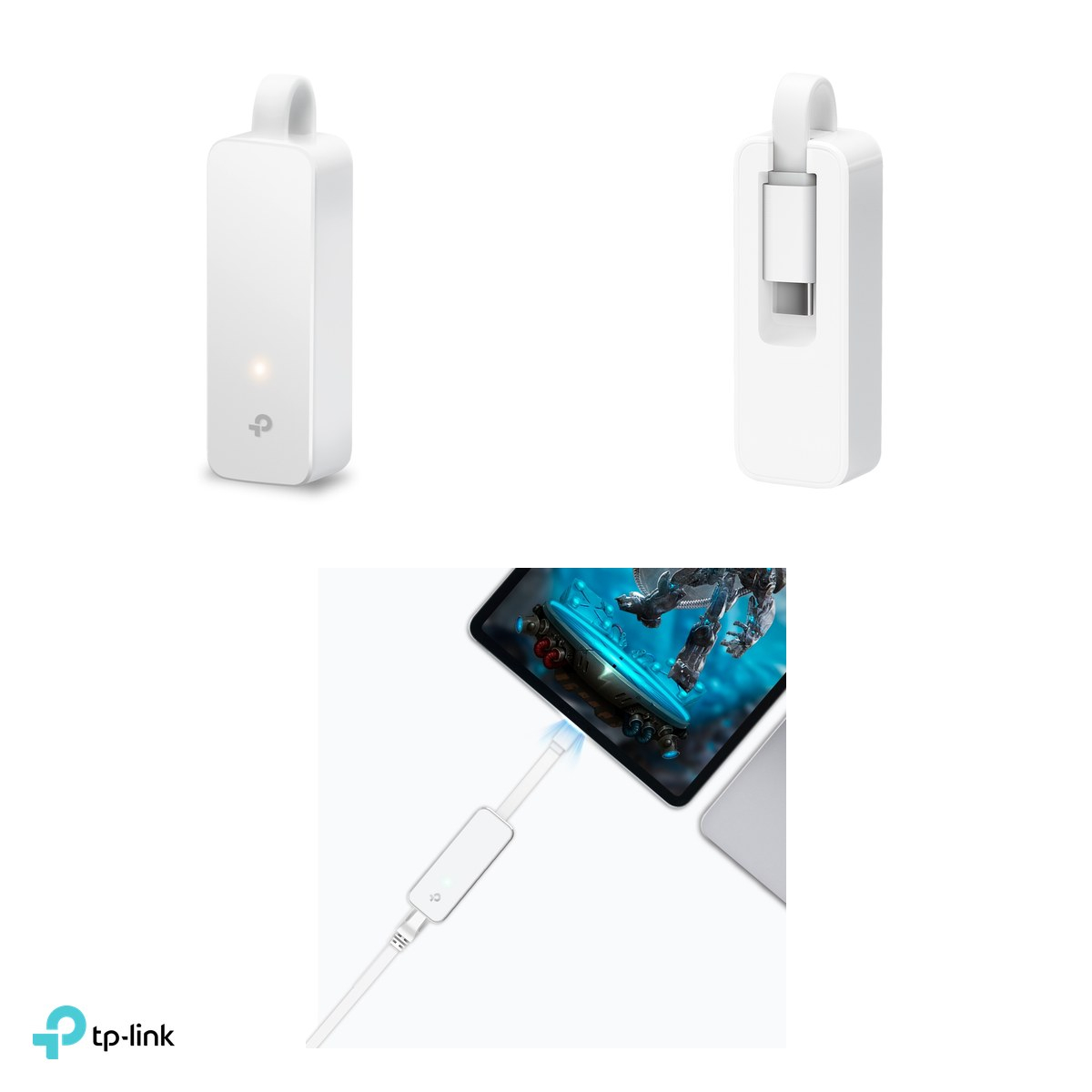 Adaptor USB Type-C la Ethernet Gigabit TP-Link UE300C, port RJ45 10/100/1000 Mbps, USB 3.0, chipset AX88179A, design pliabil, UE300C [4]