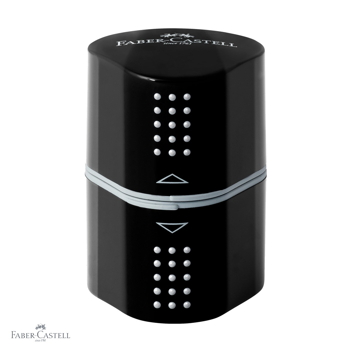 Ascutitoare tripla Faber-Castell Grip 2001, forma triunghiulara ergonomica, cu container, pentru creioane grafit si colorate [1]