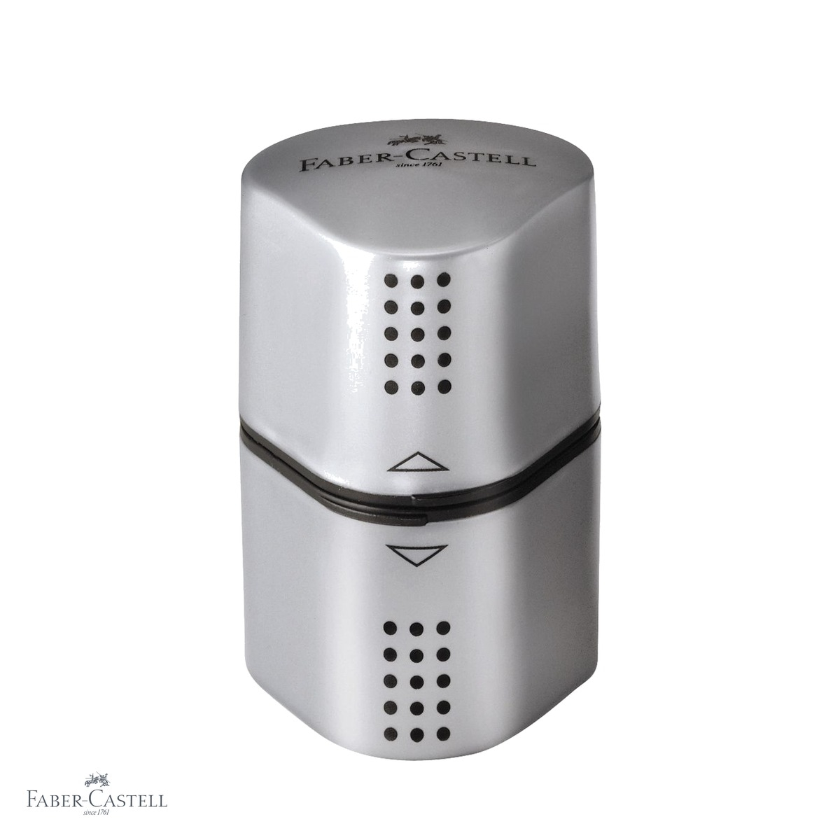 Ascutitoare tripla Faber-Castell Grip 2001, forma triunghiulara ergonomica, cu container, pentru creioane grafit si colorate [1]