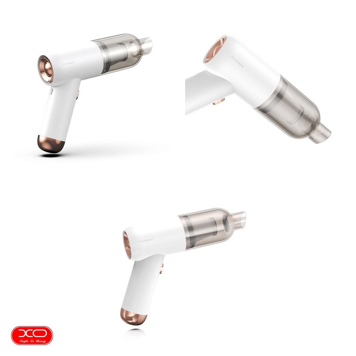 Aspirator pentru masina, XO car CZ007 wireless, 3000 mAh, 38000rpm, 3200 pa, cos colector 400 ml, sita de filtrare lavabila, 180 x 105 x 60 mm, Alb [4]