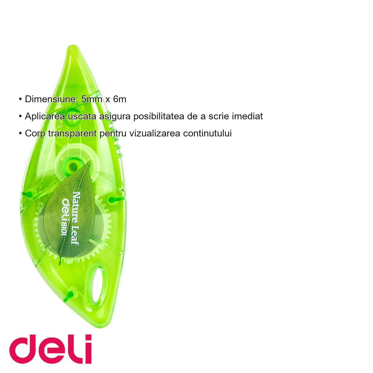 Banda corectoare Deli, aplicare uscata, corp transparent, 5mm x 6m, culori asortate [3]