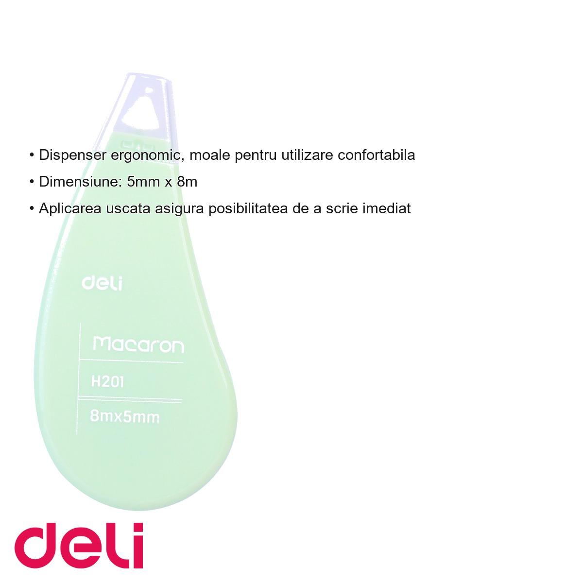 Banda corectoare Deli Cover Up, 5mm x 8m, aplicare uscata, dispenser ergonomic, culori asortate [3]