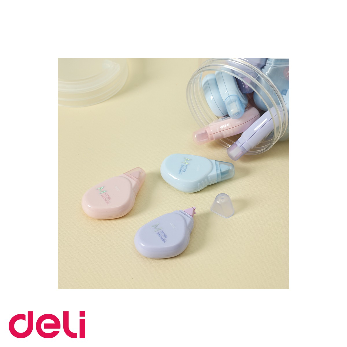 Banda corectoare Deli Macaron, 5mm x 5m, forma ergonomica, culori asortate, pentru birou si scoala [5]