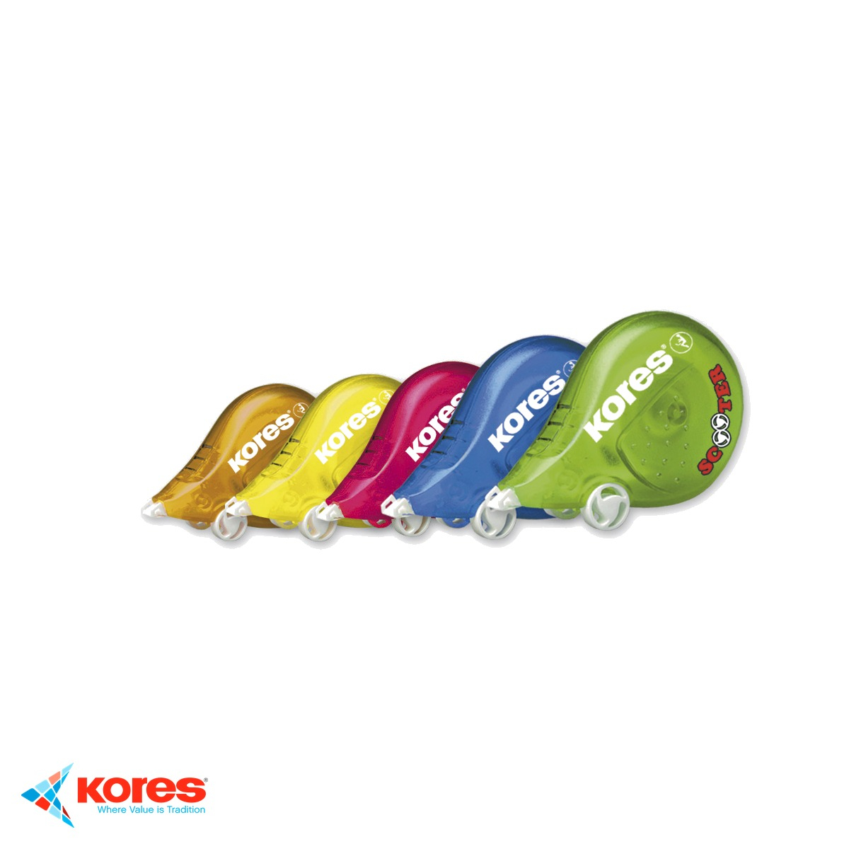 Banda corectoare Kores Scooter Color, 4,2mm x 8m, sistem cu rotite pentru corectare precisa la birou [4]