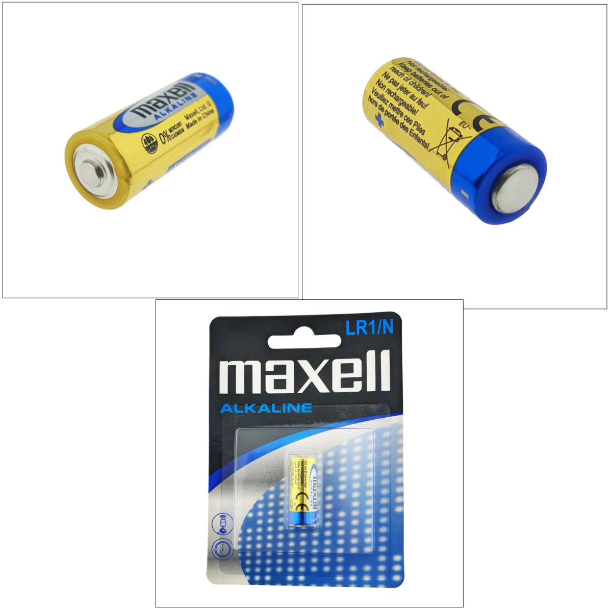 Baterie alcalina Maxell LR1 / N / AM5, 1.5V, capacitate 800-1000 mAh, 12mm diametru x 30mm inaltime, in blister [4]