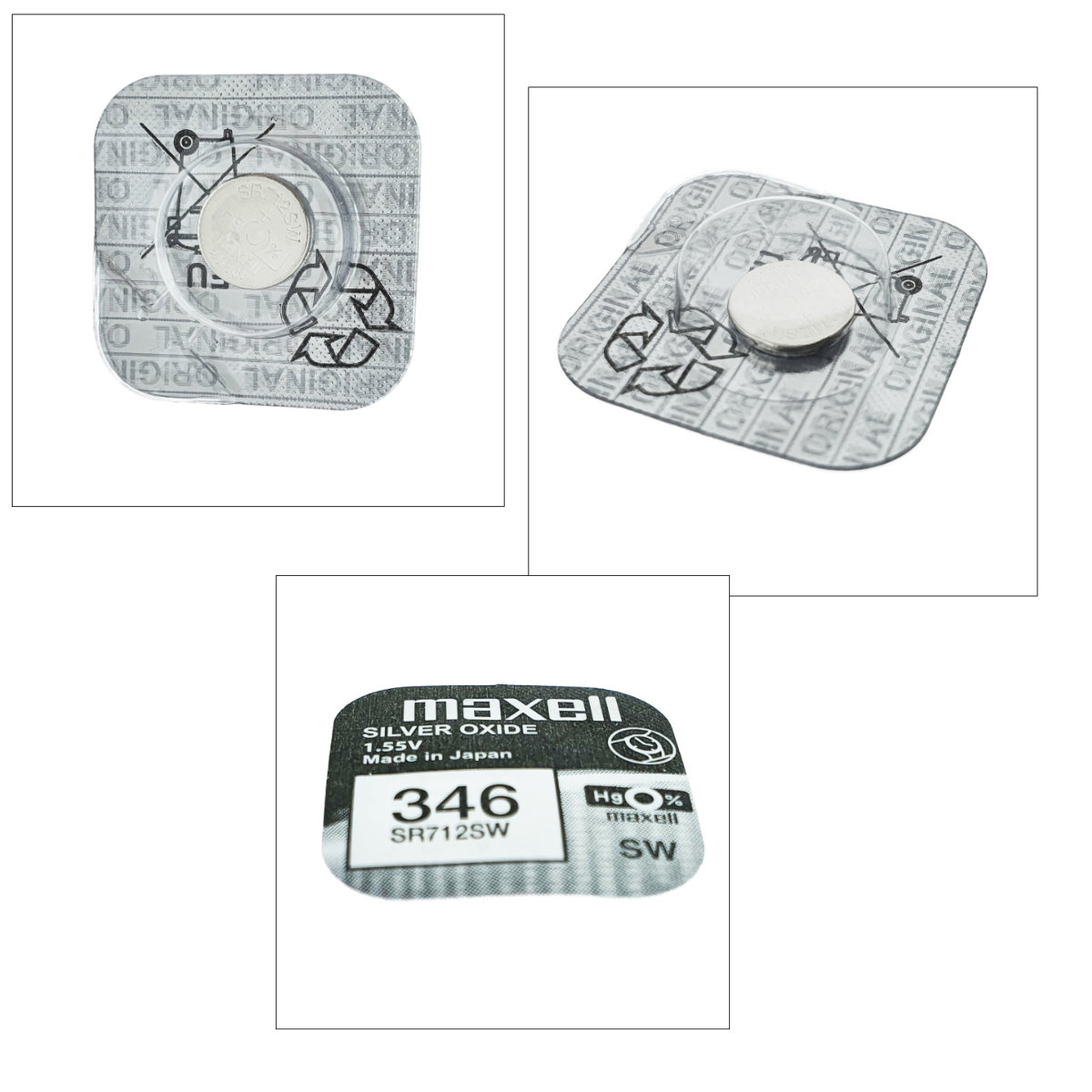 Baterie de ceas tip buton, Maxell SR712SW 346, 1.55V, 7.9mm diametru x 1.29mm inaltime, capacitate 10 mAh, oxid de argint, in blister o bucata [4]