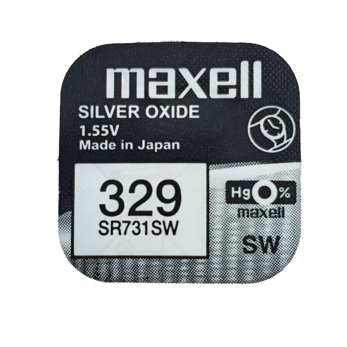 Baterie de ceas tip buton, Maxell SR731SW 329, 1.55V, 7.9mm diametru x 3.1mm inaltime, capacitate nominala 36 mAh, oxid de argint, in blister o bucata [1]