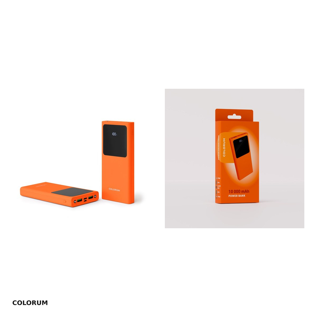 Baterie externa (power bank) Colorum CPB10-10, 10000 mAh, USB-A + USB-C + microUSB, 22.5W, cu cablu inclus, portocaliu [4]