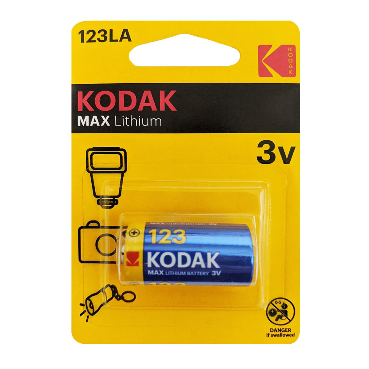 Baterie foto KODAK K123LA MAX Lithium 3V, tip CR123A, in blister, 1500 mAh, fara Mercur, Plumb si Cadmiu [1]