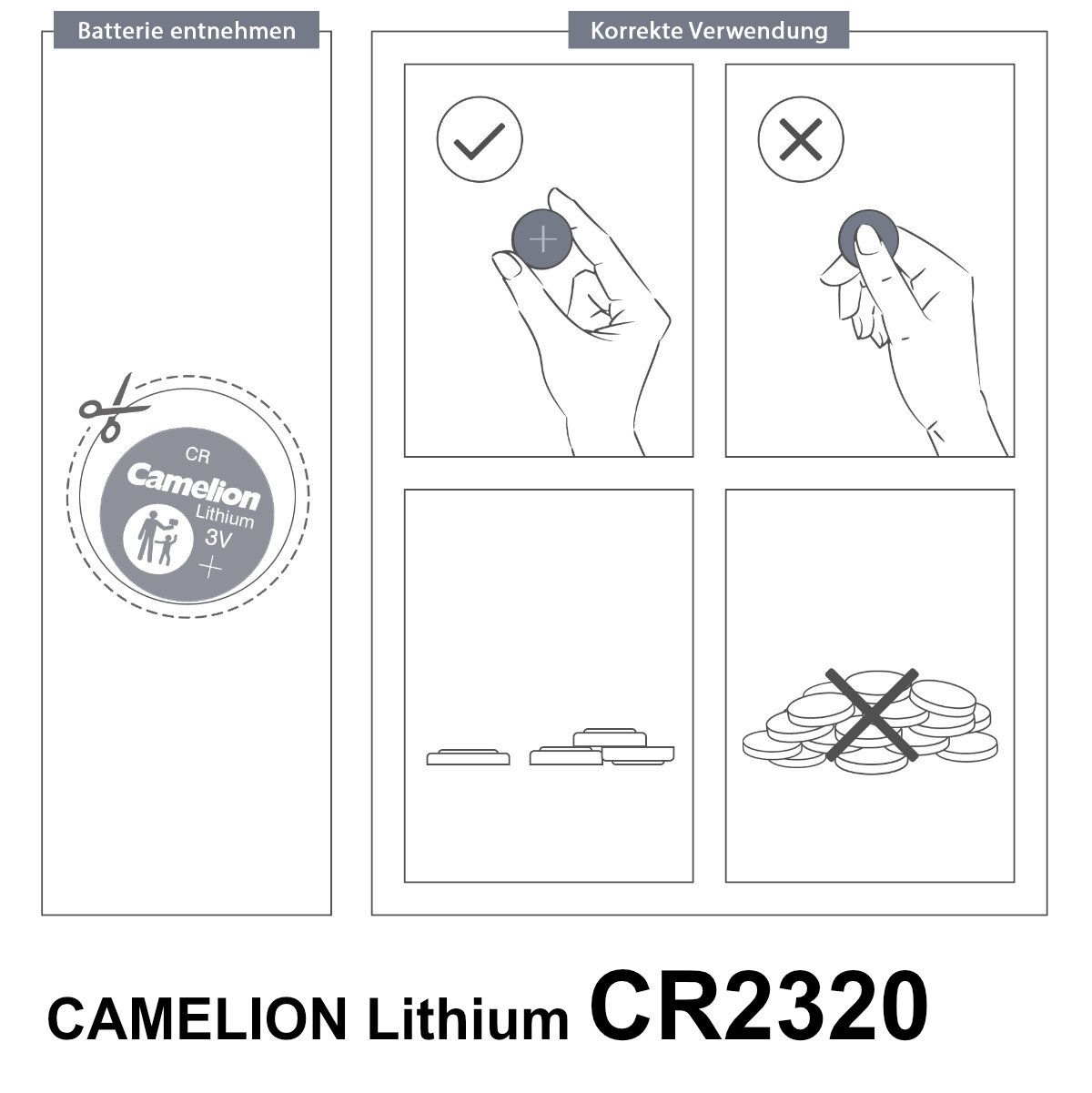 Baterie Litiu CR2320 / BR2320 3V 130mAh, Dimensiuni 23x2.0 mm, Pentru Dispozitive Subțiri, Aparate Medicale, Chei Masina, Blister 1 Bucata, Camelion [9]