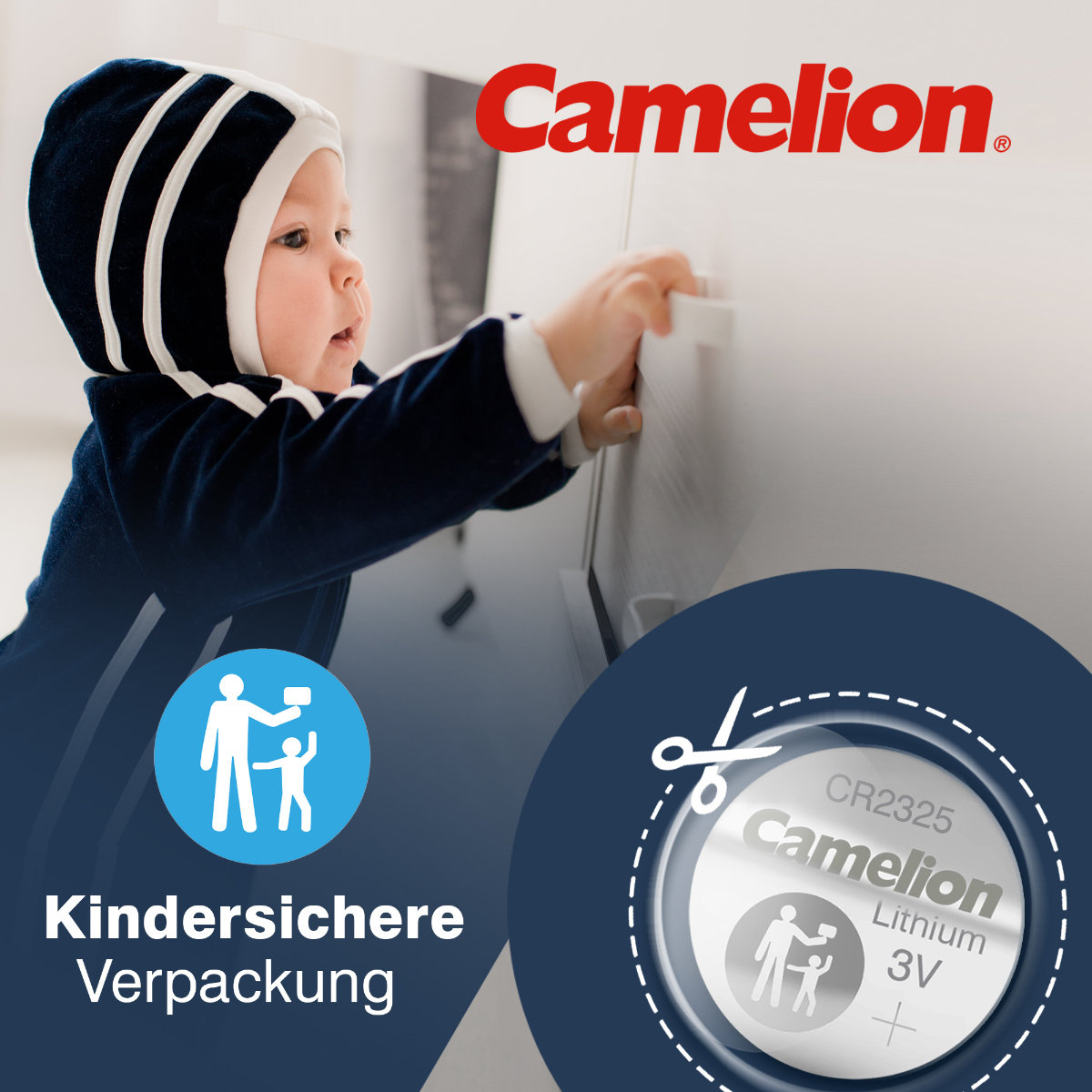 Baterie Litiu CR2325 / BR2325 3V 190mAh, Dimensiuni 23x2.5 mm, Pentru Chei Masina, Aparate Medicale, Cantare, Calculatoare, Blister 1 Bucata, Camelion [8]