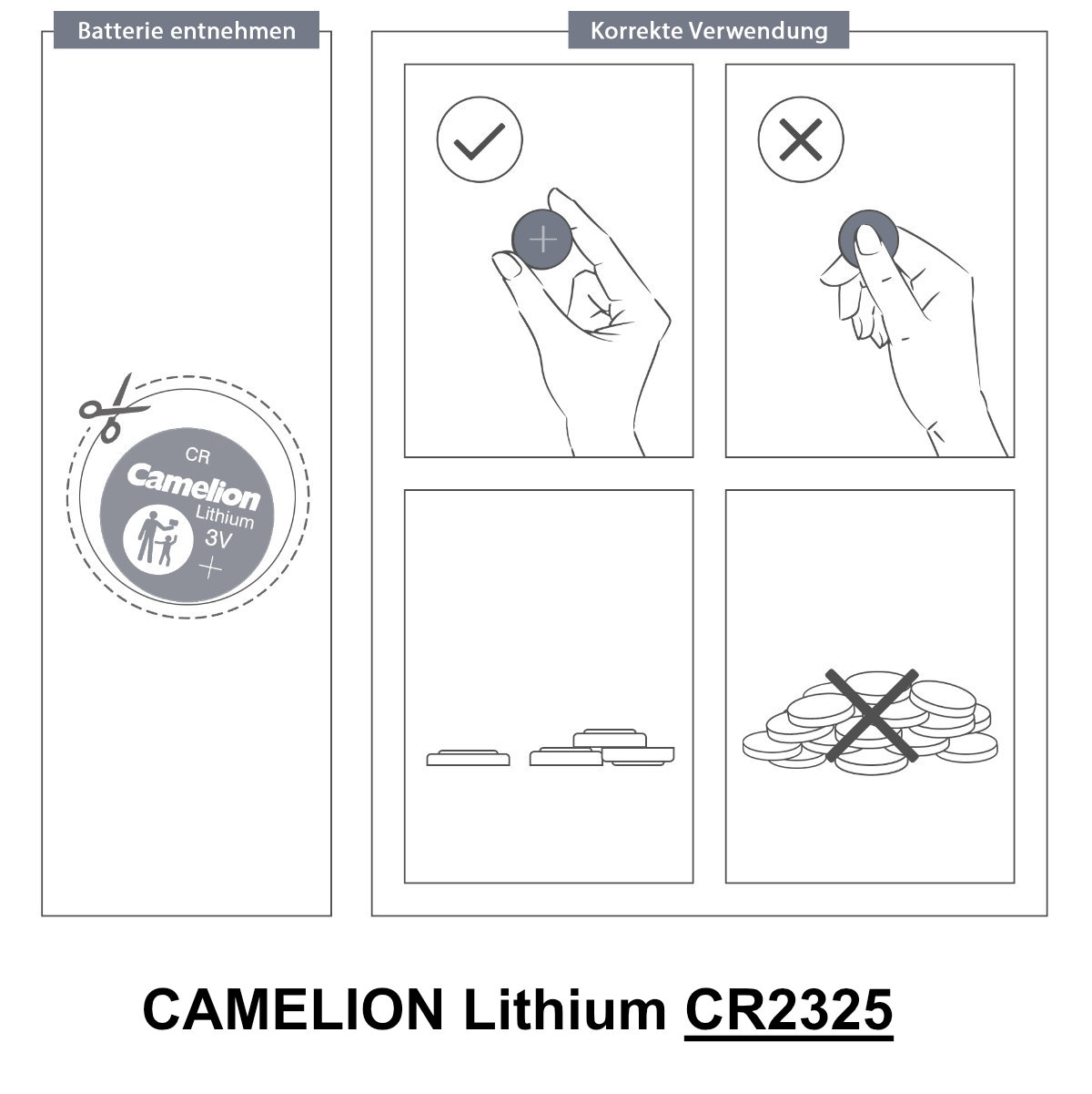 Baterie Litiu CR2325 / BR2325 3V 190mAh, Dimensiuni 23x2.5 mm, Pentru Chei Masina, Aparate Medicale, Cantare, Calculatoare, Blister 1 Bucata, Camelion [9]