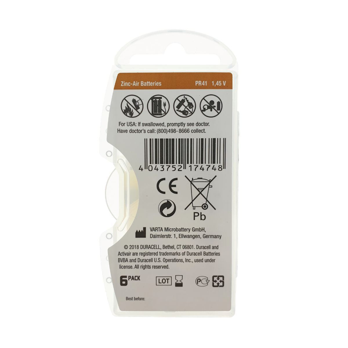 Baterii auditive Duracell Activair DA312N6,PR41,maro, blister 6 bucati [3]