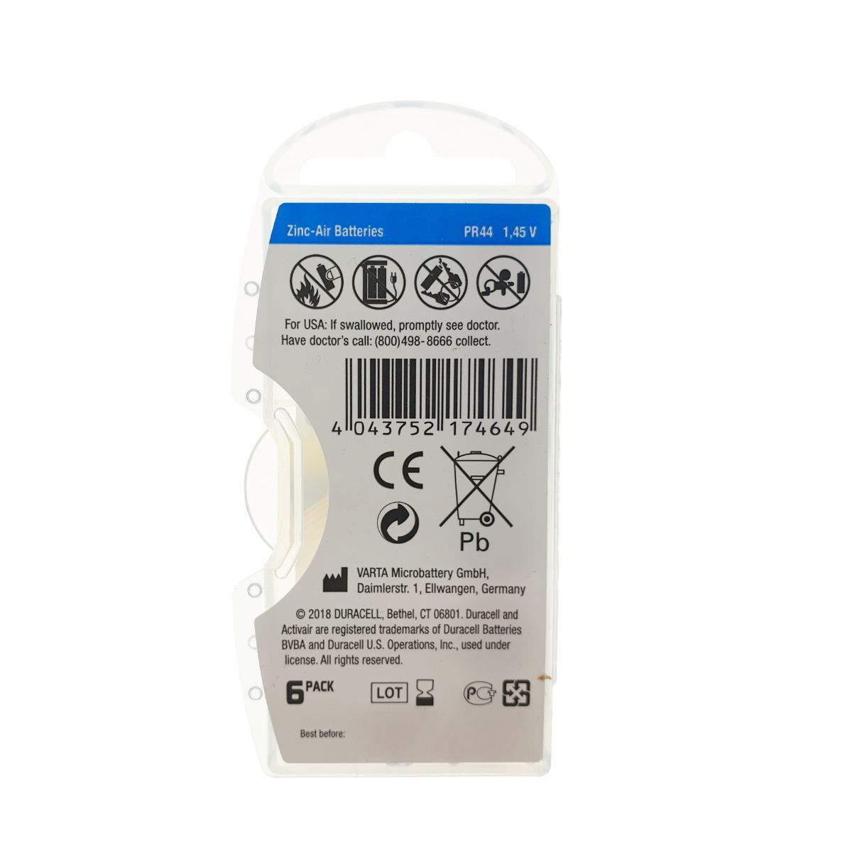 Baterii auditive Duracell Activair DA675N6,PR44,albastru, blister 6 bucati [3]