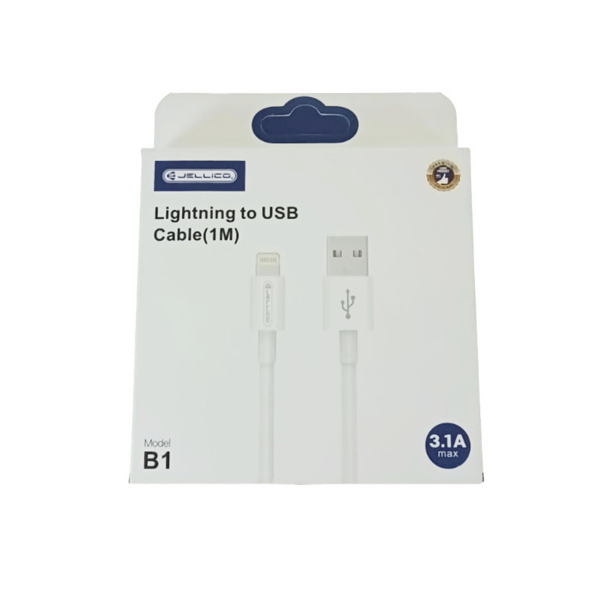 Cablu USB cu conector compatibil tip lightning, Jellico B1, 3.1A, lungime 100 cm, in blister, alb [4]