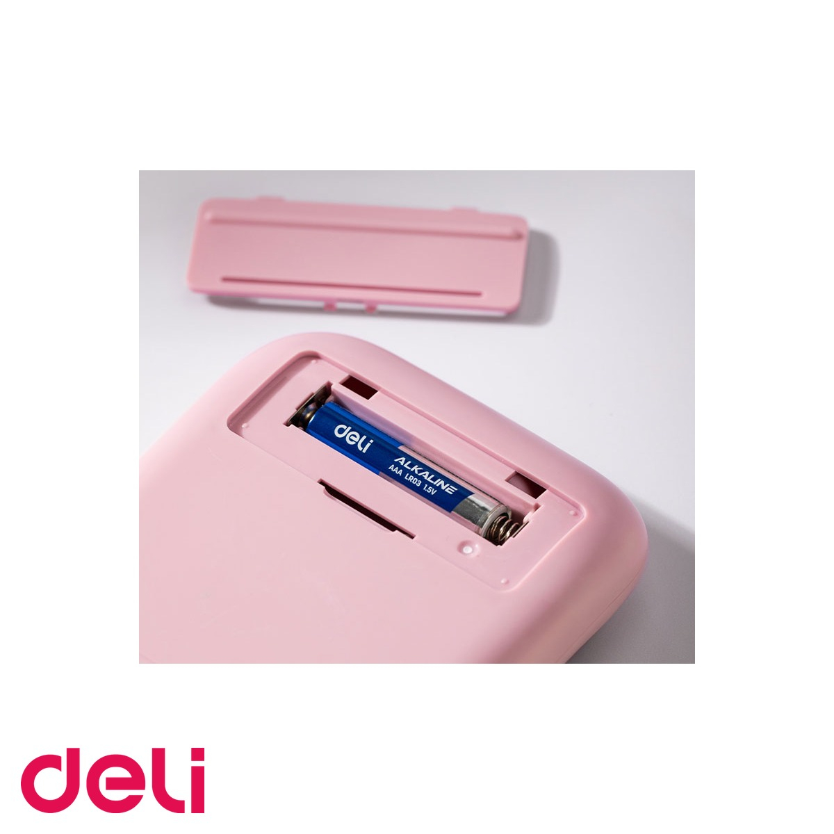 Calculator de birou Deli, 10 digits, taste multicolore roz, display LCD inclinat, pentru birou si scoala [5]