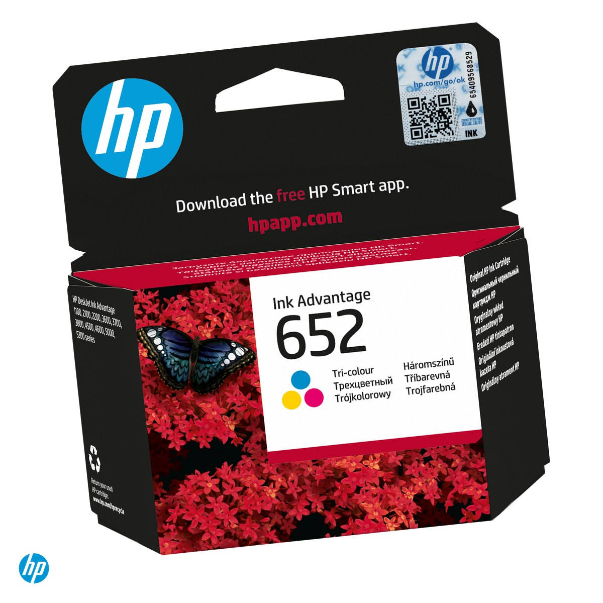 Cartus de cerneala HP 652 Ink Advantage, 5 ml, cerneala dye, randament 200 pagini, pentru HP DeskJet Ink Advantage si HP OfficeJet Ink Advantage, tricolor, F6V24AE [1]