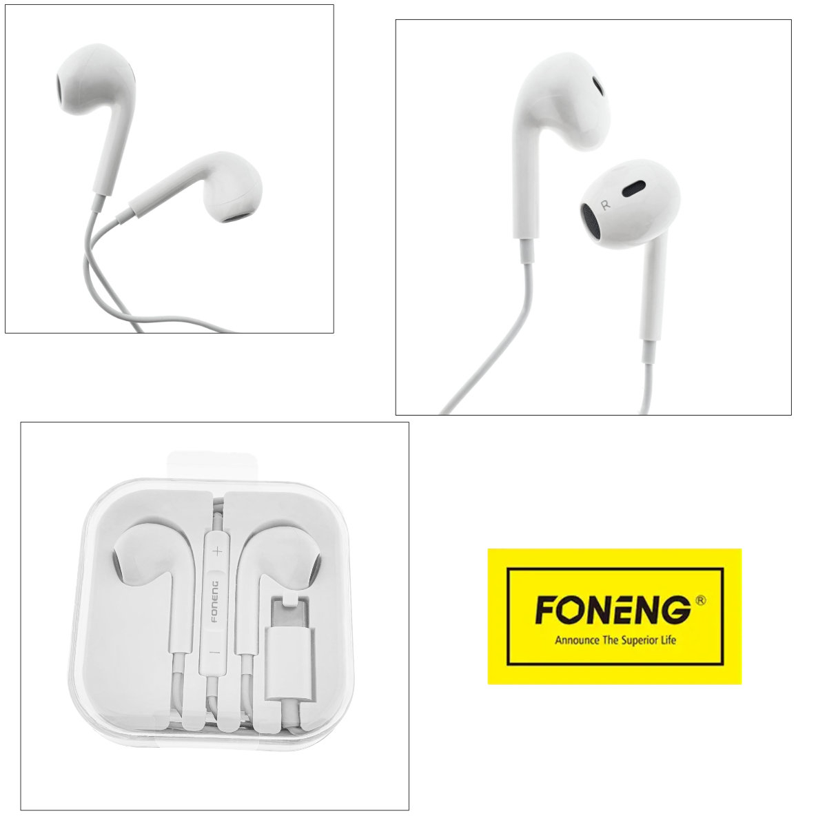 Casti Foneng T61 cu conector USB-C, microfon HD, cablu 1.2 m, In-Ear, control muzica/apeluri, cutie transport, in blister, albe [2]