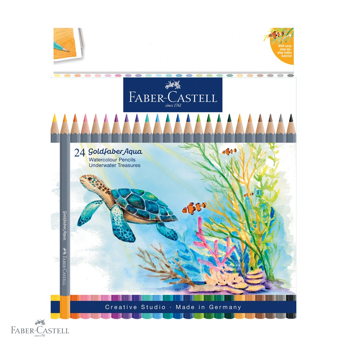 Creioane colorate acuarela Faber-Castell Goldfaber Tropical Collection, 24 culori, mina 3.3mm solubila in apa [1]