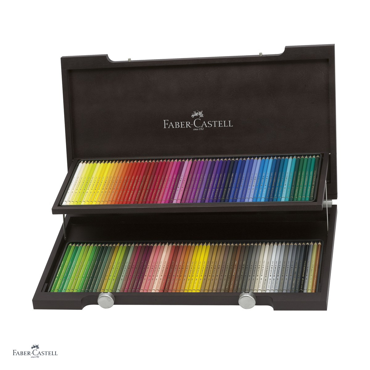 Creioane colorate Faber-Castell Polychromos, cutie de lemn cu 120 culori, mina 3,8 mm, pigmenti rezistenti la lumina, rezistente la apa, lipire SV, fara acizi [1]