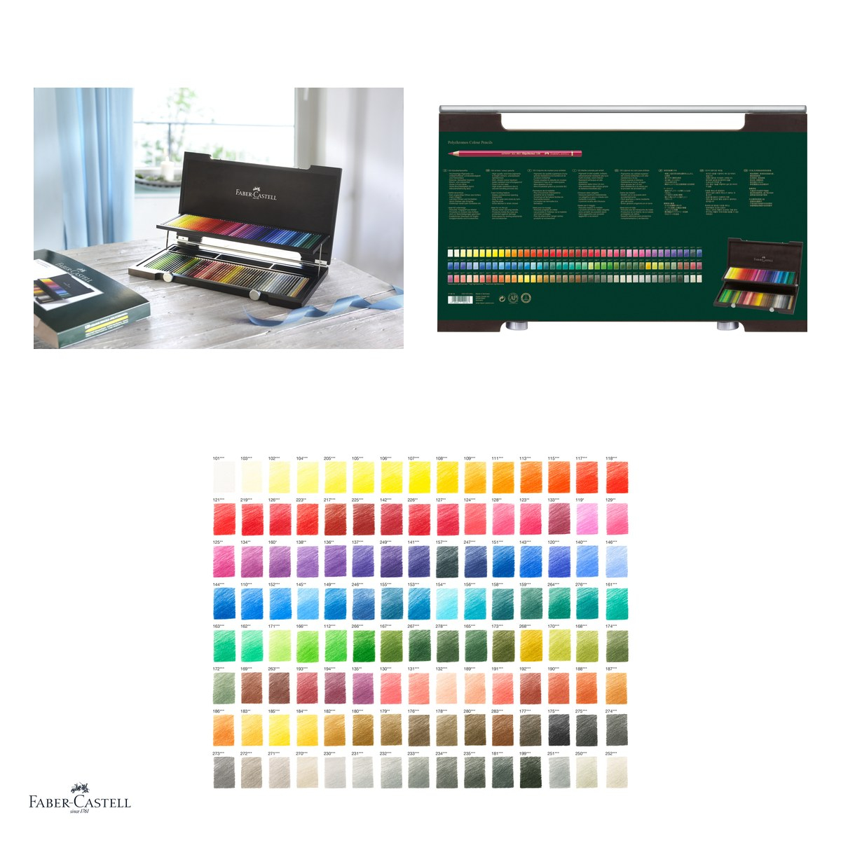 Creioane colorate Faber-Castell Polychromos, cutie de lemn cu 120 culori, mina 3,8 mm, pigmenti rezistenti la lumina, rezistente la apa, lipire SV, fara acizi [4]