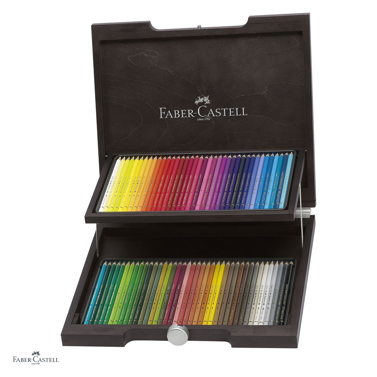 Creioane colorate Faber-Castell Polychromos, cutie de lemn cu 72 culori, mina 3,8 mm, pigmenti rezistenti la lumina, rezistente la apa, lipire SV, fara acizi [1]