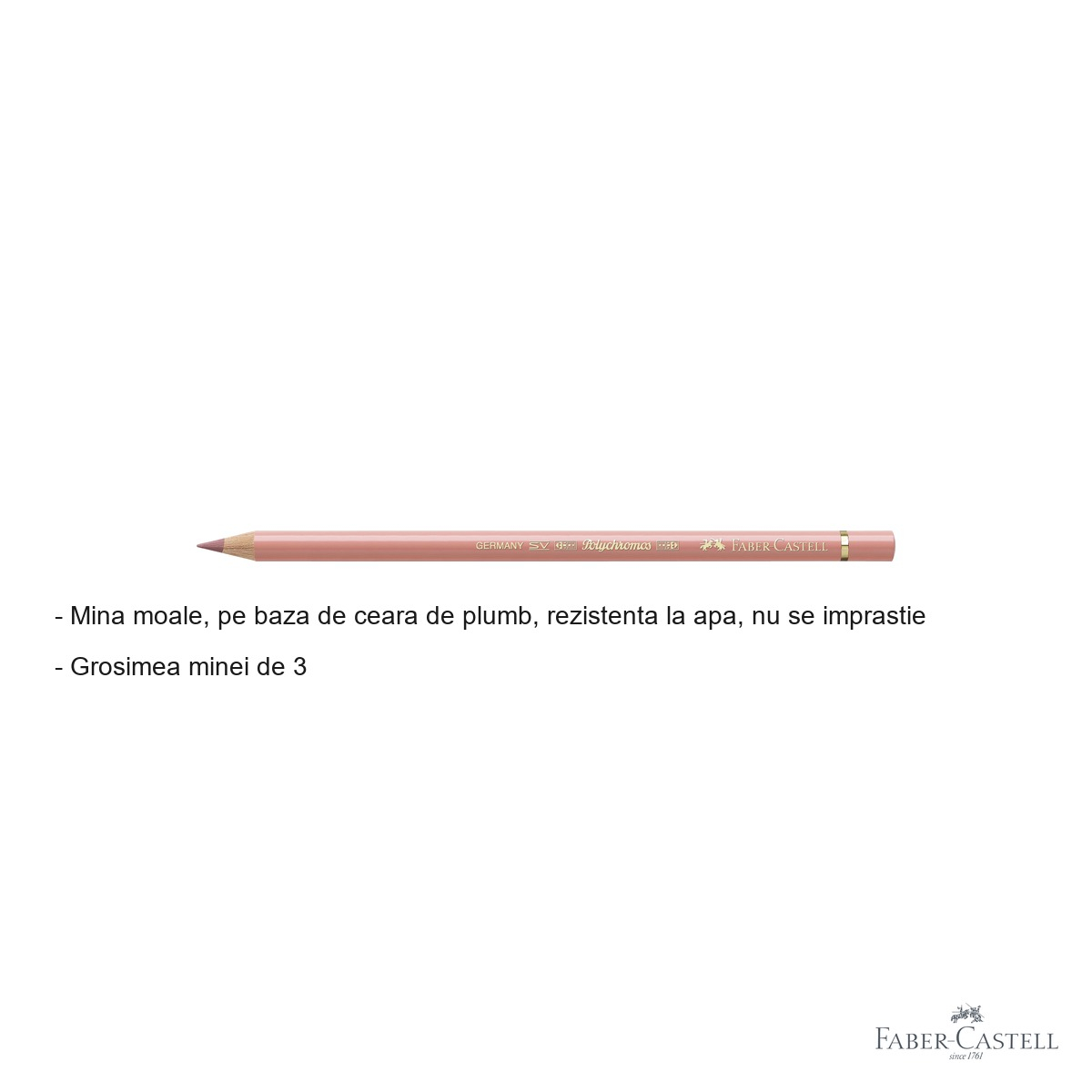 Creion colorat Faber-Castell Polychromos, culoare scortisoara, mina moale pe baza de ceara, rezistent la apa, pentru artisti [2]