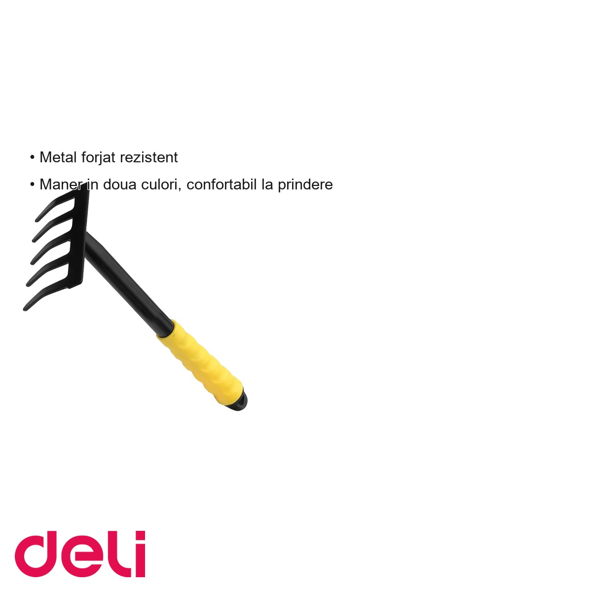 Grebla de gradina Deli, 30 cm, metal forjat rezistent, maner bicolor ergonomic [3]