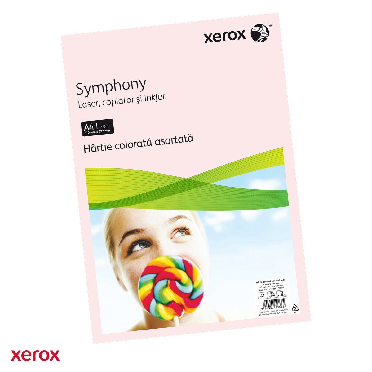 Hartie copiator color A4 Xerox, culori mixte, 12 culori x 5 coli, inclusiv negru si maro, 80 g/mp, 60 coli [1]
