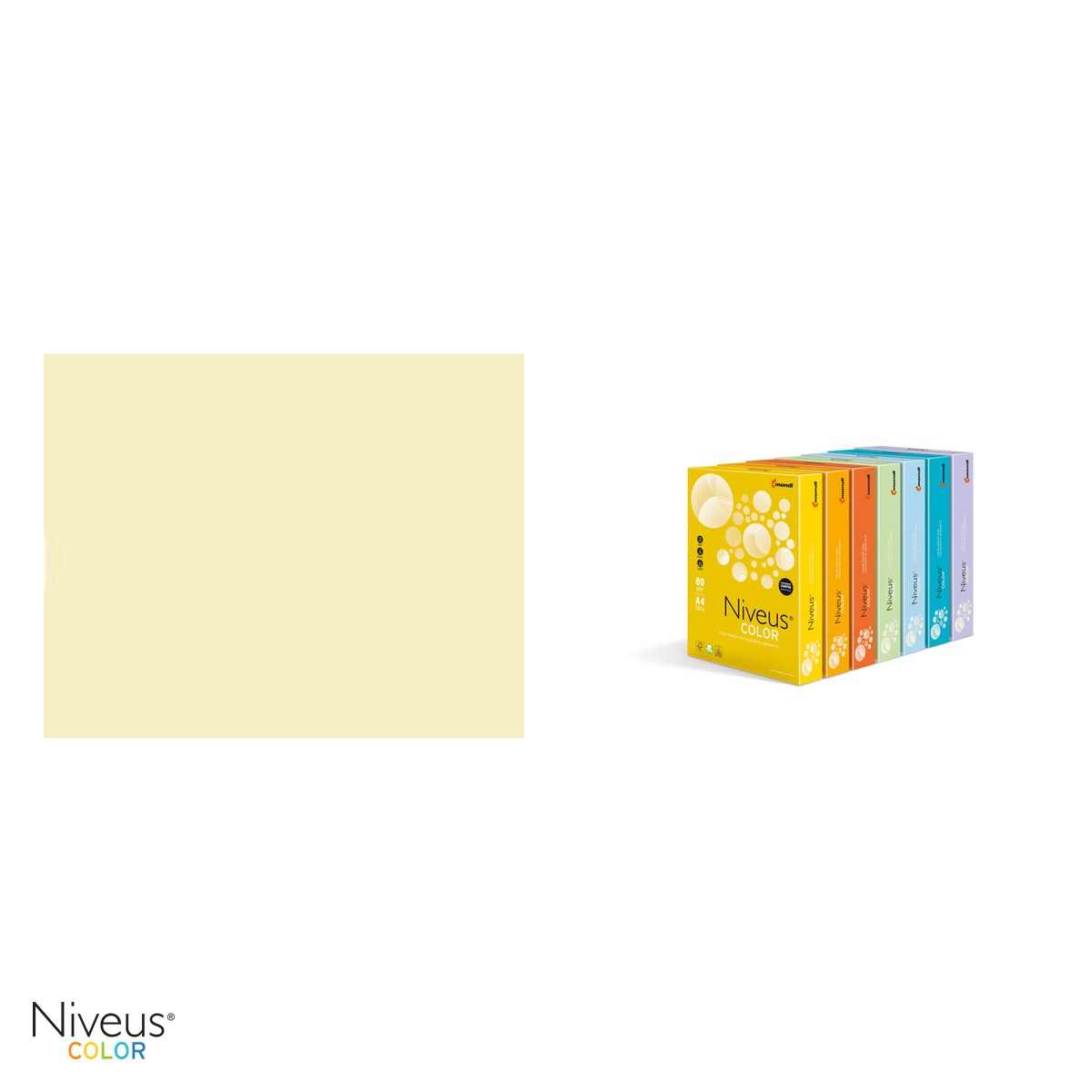 Hartie copiator color Niveus BE66 A4, galben vanilie pal, 80 g/mp, 500 coli [4]