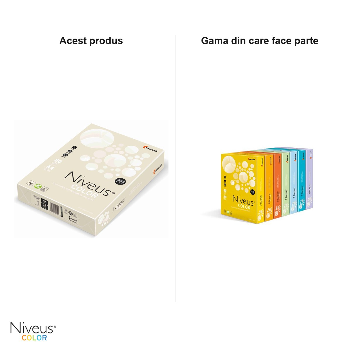 Hartie copiator color Niveus EB26 A4, crem ivory pal, 80 g/mp, 500 coli [5]